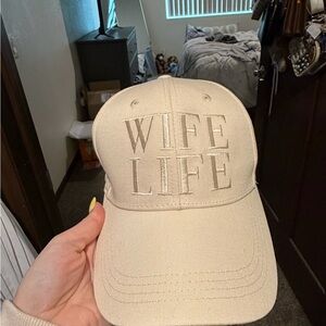 Wife Life Embroidered Baseball Cap - Cream